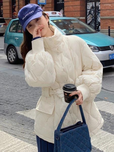 Trench da donna Autunno Inverno Spessore imbottito da donna Giacca da pane con lacci Donna Colletto alla coreana Parka Capispalla caldo femminile