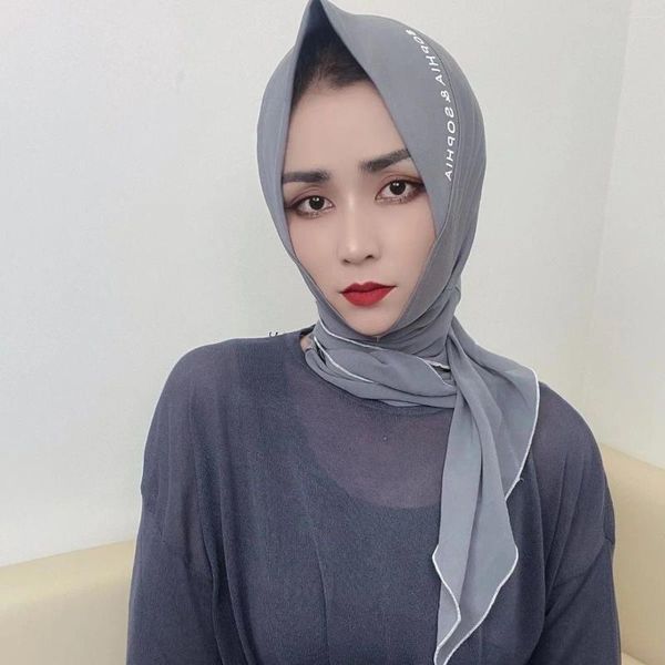 Roupas étnicas borda de fenda fácil de usar muçulmano Gilrs pronto chiffon lenço instantâneo hijab