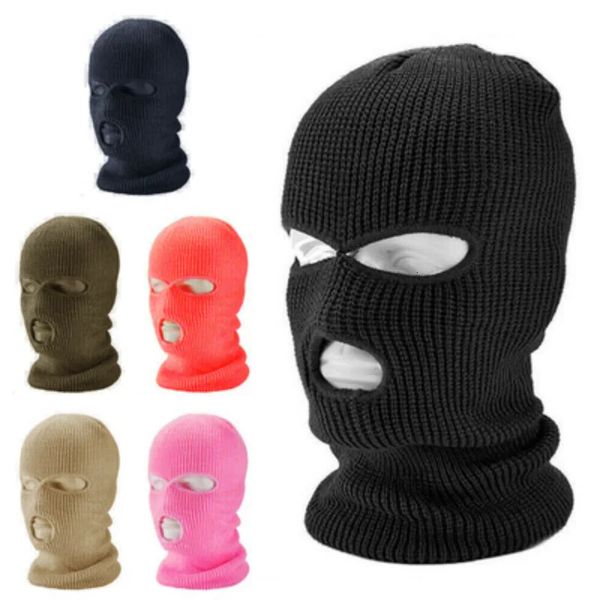 Radfahren Caps Masken Winter Armee Taktische Maske 3 Loch Vollgesichtsmaske Skimaske Wintermütze Sturmhaube Motorrad Motorradhelm Vollhelm 231024