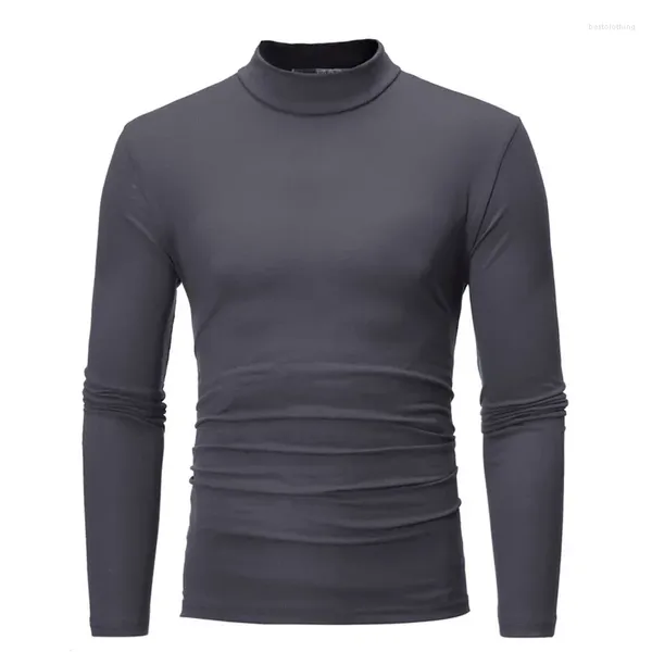 Ternos Masculinos B1877 Jodimitty Inverno Quente Meia Gola Alta Moda Roupa Interior Térmica Homens Mock Neck Básico T-shirt Blusa Pulôver Manga Longa