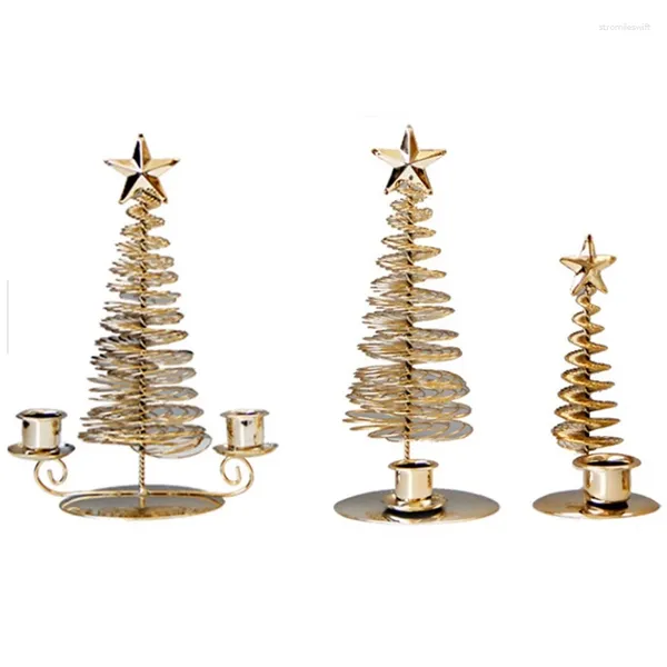 Promoção de castiçais! 3 unidades / conjunto castiçal de decoração para casa suporte de árvore de Natal de pinho de metal