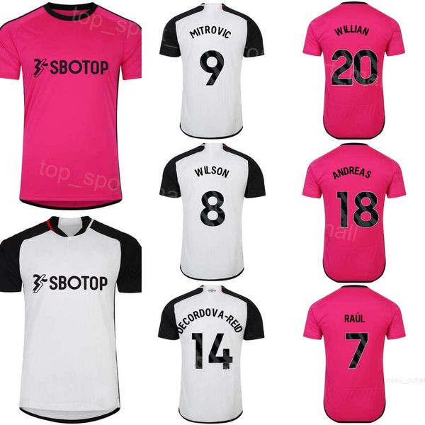 2023 2024 Club Team 18 PEREIRA maglie da calcio FC 13 REAM 14 DE CORDOVA-REID 6 REED 31 DIOP 17 LENO 7 JIMENEZ 8 WILSON 20 WILLIAN Maglia da calcio Kit Rosa Bianco FuLeMu