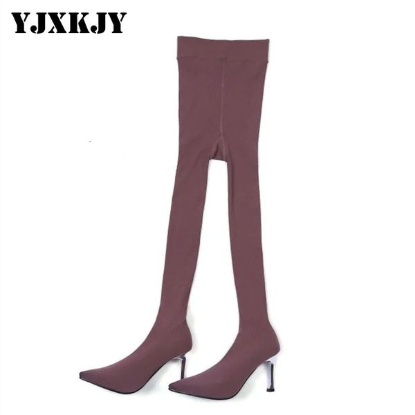 Stiefel YJXKJY Große Größe 3443 Sexy Frauen Spitze Zehen Elastische Socken Schuhe Damen Strumpfhosen Hosen 8 cm Hochhackige Lange 231023