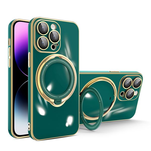 Модный блестящий цветной чехол для телефона с магнитным кольцом и карточкой для iPhone 15 14 13 12 11 Pro Max XR XS 6 7 8 Plus 360 Защита Противоударные чехлы