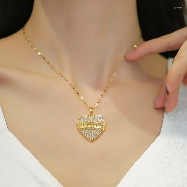 Anhänger Halsketten Xiaoboacc Titanium Stahl Frauen Mode Liebe Mutter Anhänger Gold plattierte Damen Nicht -Anlauf -Halskette Kette