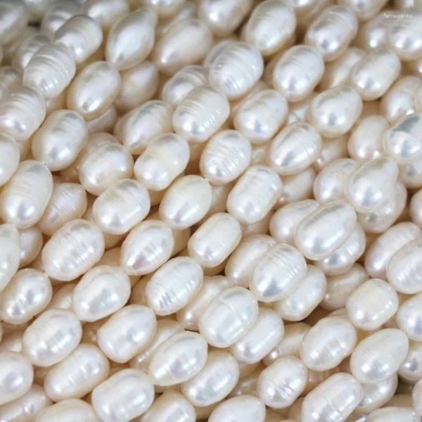 Grânulos 7-8mm Natural Pérola de Água Doce Branco Solto Arroz Spacer Strand 15inch para DIY Colar Pulseira Mulheres Jóias Fazendo B1341