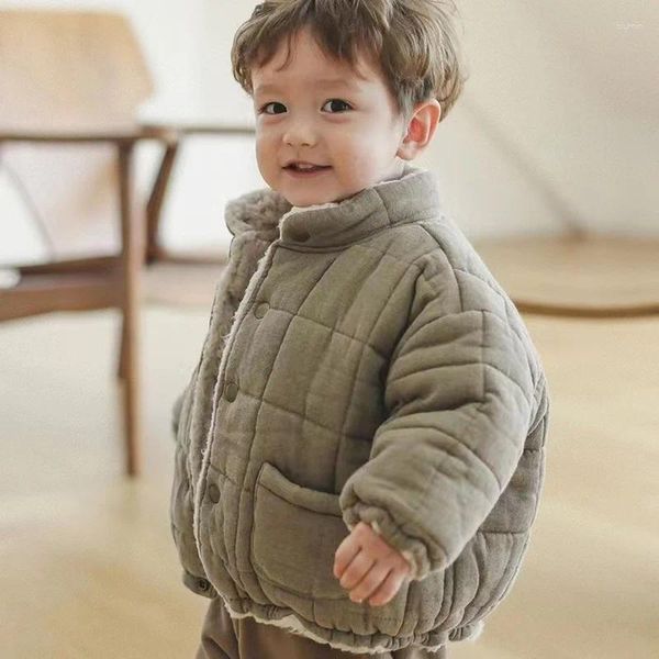 Jacken Kinder Mantel Winter Warme Kleidung Oberbekleidung Jungen Baumwolle Gefüttert Baby Mädchen Kinder Armee Grün