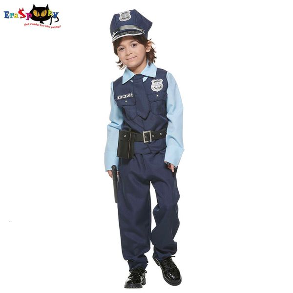 cosplay Eraspooky Costume da poliziotto per bambini Ragazzi Sceriffo americano Uniforme Halloween Spettacolo teatrale Festa di carnevale Purim Fancy Dresscosplay