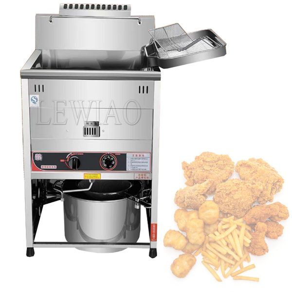 Máquina de fritadeira comercial vertical de grande capacidade, 30l, chips de gás, frango, peixe, com cestas de tanque