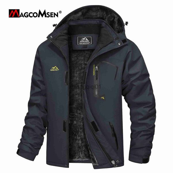 Herren Daunenparkas MAGCOMSEN Herren Kapuzen-Fleece-Skijacke, wasserdicht, thermisch, dick, warm, Parka, Mäntel, Winter, Schneejacke, J231024