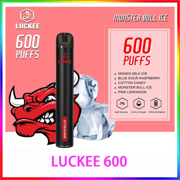 LUCKEE 600 puffs, жидкость для электронных сигарет, 2 мл, аккумулятор 500 мАч, 2 % никеля, сертификация TPD/CE, crazvapes