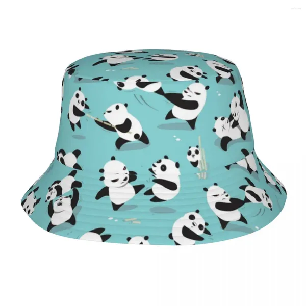 Berets ao ar livre balde chapéus pandamônio panda urso bonito panamá boné unisex algodão pescador bonés de pesca reversível verão