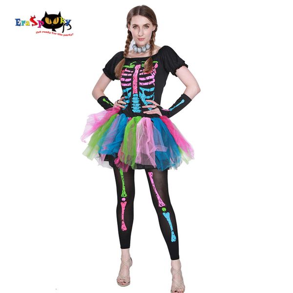 cosplay eraspooky costumi di Halloween per donne cosplay cosplay funky bones teschio scheletro abbigliamento da costume e leggings setcosplay