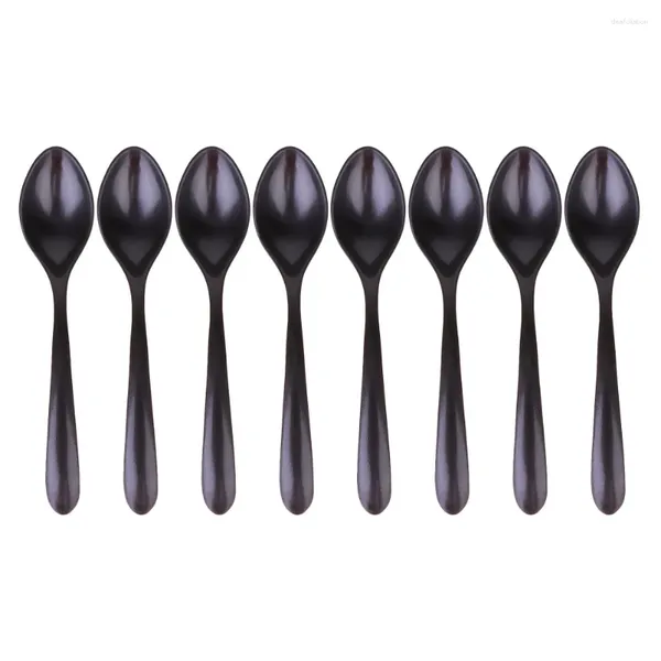 Cucchiai 8 pezzi cucchiaio di porcellana imitazione stoviglie per la casa ceramica piccola cucina squisita melamina semplice zuppa gadget nero