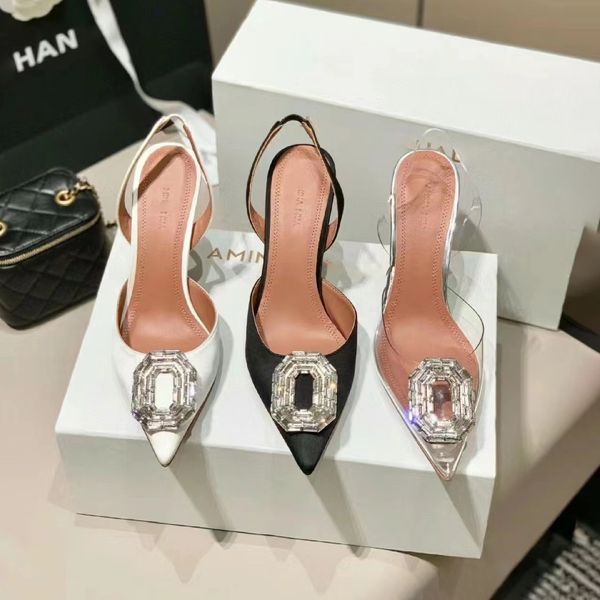 Aminaa Модельные туфли дизайнерские сандалии женские роскошные мужские с кристаллами и бриллиантами шлепанцы подсолнечника на высоком каблуке свадебные дышащие красочные тапочки женские на каблуке 10 см