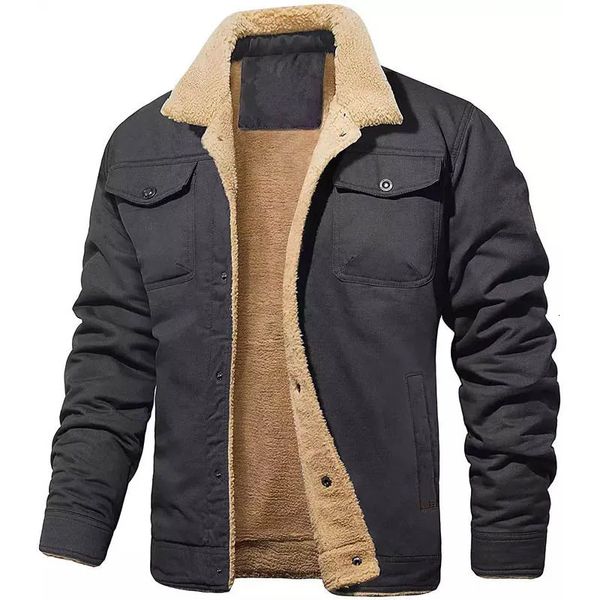 Herren Jacken Winterjacke Dicke Warme Mode Boutique Einfarbig Casual Denim Männlich Wollmantel Große Größe S5XL 231024