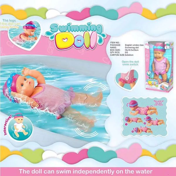 Baby Bath Toys Baby Natindo boneca de verão Dolls elétricos à prova d'água Crianças Beach Piscina de água Toy MOVILÍVEL DOLLS ELÉTRICOS ARTICULADOS 231024