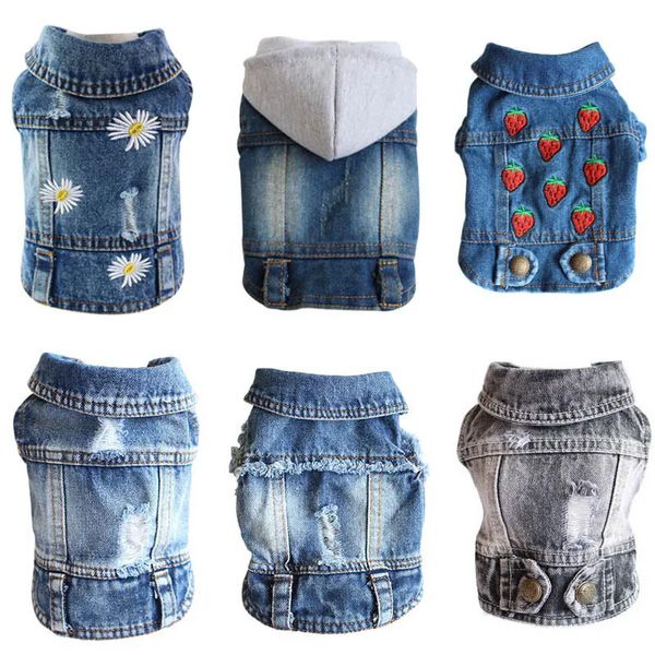 Hondenkleding XS-2XL Denim hondenkleding Cowboy hondenjas Puppykleding voor kleine honden Jeansjasje Hondenvest Jas Puppy-outfits Kattenkleding 231024