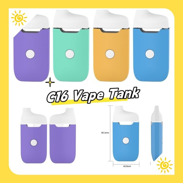 OEM ODM C16 Cartucce Vape Penne Vapes usa e getta Carrelli in ceramica 510 E-CIGS D8 D9 D10 Preriscaldamento olio Batteria Vuota Dispositivi bar personalizzati Pod Volume serbatoio 2 ml / 3 ml