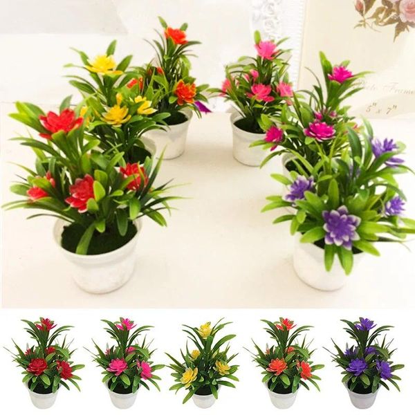 Fiori decorativi Realistico vaso per piante artificiali Decorazione per casa all'aperto per ufficio Regalo Desktop Bonsai Case Festa di nozze