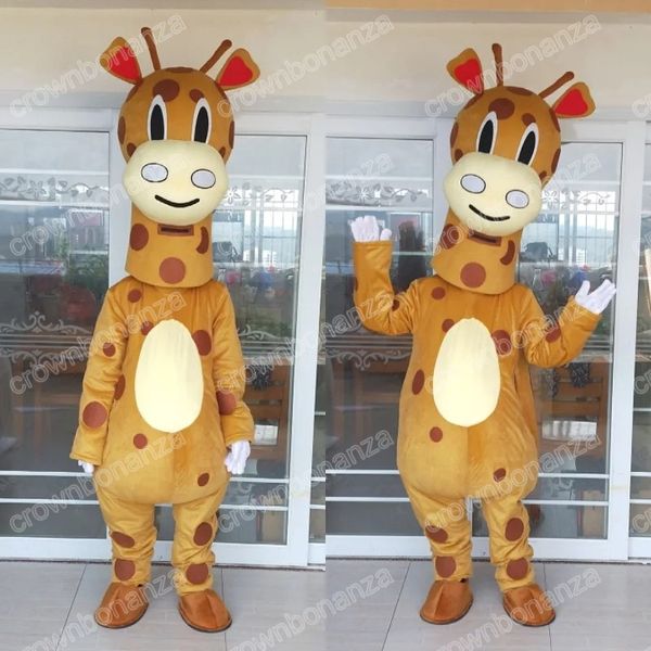 Costume della mascotte della giraffa di Halloween Personaggio a tema dei cartoni animati di alta qualità Carnevale per adulti Taglia Natale Festa di compleanno Vestito operato per uomini e donne