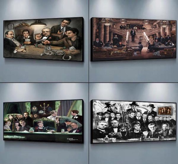 Film classico Il Padrino Gangster che giocano Art Poster Tela Pittura Wall Art Picture Poster e stampe per soggiorno Home Deco7679257