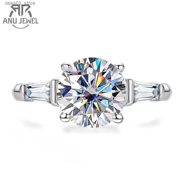 Fedi nuziali AnuJewel Anello di fidanzamento in Moissanite da 3 ct D Colore Argento sterling 925 Certificato GRA Fedi nuziali in 3 pietre per le donne Q231024