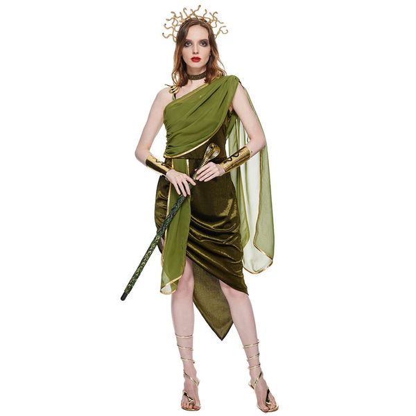 Косплей Eraspooky, греческий миф, Медуза, Королева Горгон для женщин, костюм на Хэллоуин, сексуальный зеленый карнавальный костюм Пурима, нарядное платье, косплей