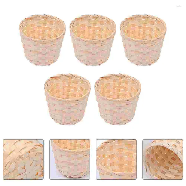 Conjuntos de louça 5 pcs crianças artesanato tecido cesta de flores recipiente de frutas lanche pequeno presente bambu criança