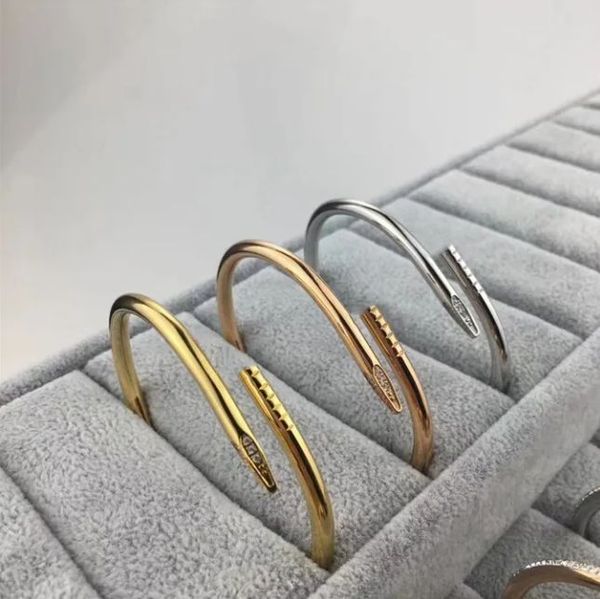 Pırlanta Bileklik Tırnak Mücevher Tasarımcısı Kadınlar İçin Erkekler Altın Bangara Tüm Elmaslar Paslanmaz Çelik Mücevherat Alerjik Hızlı Renk Tasarımcı Bilezikler