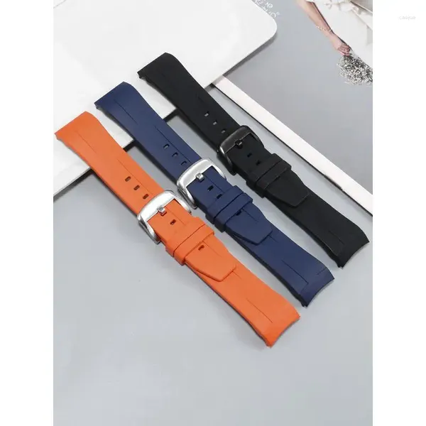 Assista Bandas PEIYI Selecionado Qualidade Borracha Watchband Starfish Série Pin Buckle Arc Boca Homens Preto Azul Laranja Silicone Strap22mm