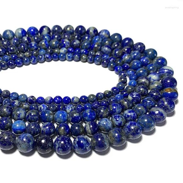 Grânulos atacado natural lápis-lazúli solto azul pedra redonda para fazer jóias diy pulseira neckalce artesanal 6/8/10mm