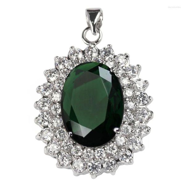 Colares de pingente Fleure Esme Grandes Acessórios de Jóias Pingentes de Natal para Mulheres Presentes Gota Peridot Cubic Zirconia Rhodium Banhado R653