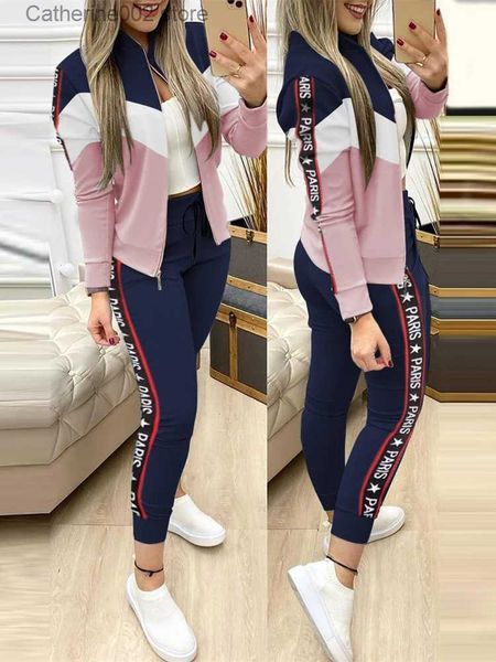 Kadınlar iki parçalı pantolon moda koşu femme eşofman 2 adet sonbahar kış fermuarlı ceket+uzun pantolon spor takım elbise kadın sweatshirt spor giyim kadın t231024