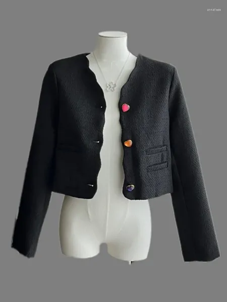 Giacche da donna Pista francese Piccolo profumato OL Abbigliamento da lavoro Elegante nero per le donne Cappotti di lana di marca Tweed Capispalla femminile Casacos