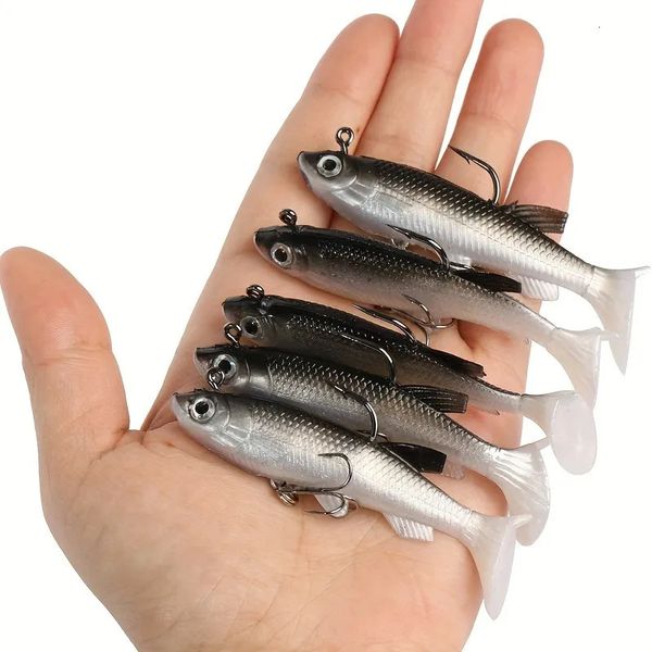 Iscas Iscas 5pcsLot Jig Gancho Silicone Isca Macia Conjunto Swimbait 8cm 125g Pesca Wobblers Borracha Artificial para Pike Bass Lure Tackle 231023