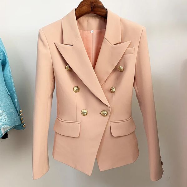 Ternos femininos blazers high street est designer jaqueta feminina clássico duplo breasted leão botões fino encaixe blazer nu 231024