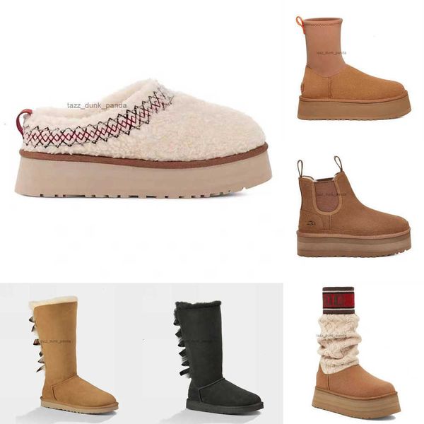 HOT Winter New Ultra Mini Plataforma Mulheres Plataforma Clássica Bota Chinelos Designer Tasman Tazz Fur Ugglie Botas Chinelos Tornozelo Sherpa Sweater