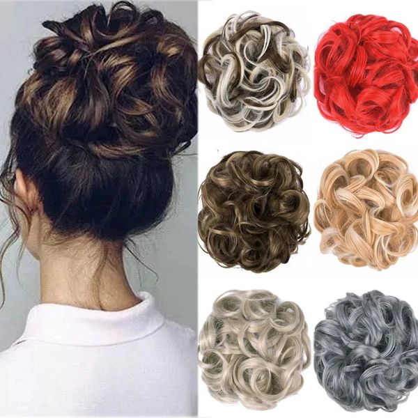 Synthetische Perücken Jeedou 75g mehr Haar lockiges unordentliches Chignon Donut Bun Pad elastisches Seil Gummiband Haarteil für Frauen 231024