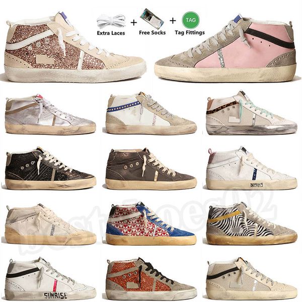 Designer-Luxusschuhe, goldene Herren-Damen-Italien-Schuhe, schmutziger Schuh, Schwarz, Weiß, Gold, Glitzer, Silber, Blau, Rosa, Grün, High-Top-Sneaker, flache Herren-Trainer, Outdoor-Sportarten