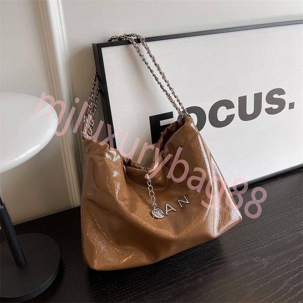 Saco de balde de luxo grandes sacolas designers sacos de ombro branco bolsa de couro genuíno corrente de prata escritório viagem bolsas de compras para mulheres nome marca bolsas