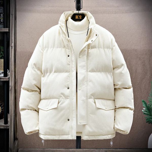 Männer Unten Parkas Männer Kalten Mantel Für Winter Jacke Cord Stehkragen CottonPadded High Street Dicke Warme Vintage Mode 231023