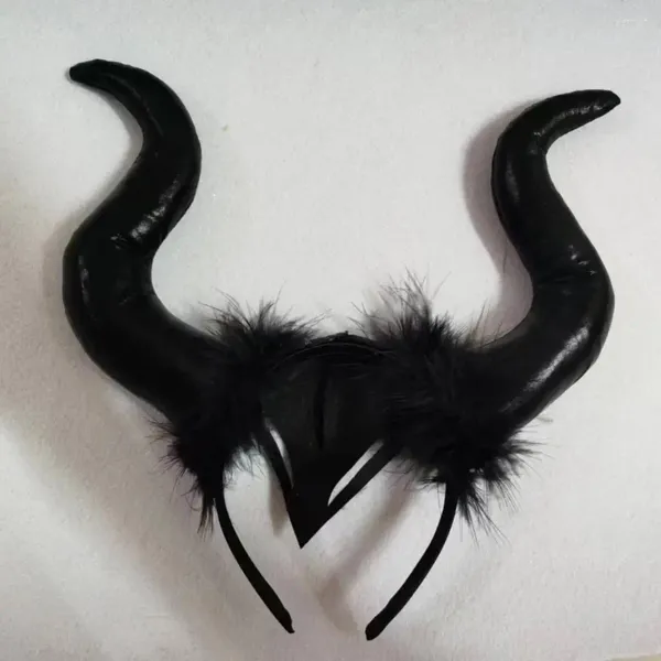 Accessori per capelli Collana unica in pizzo Set di copricapi vintage realistici in corno da diavolo per il carnevale in maschera di Halloween