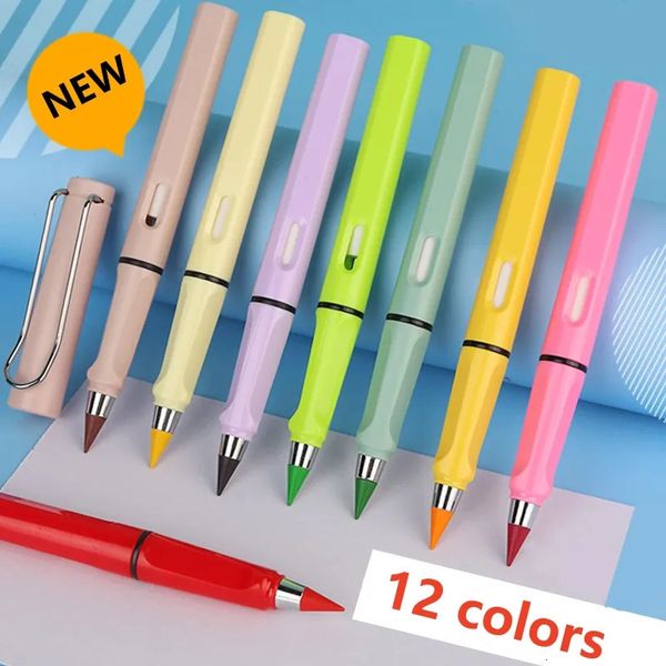 Canetas de pintura 12 lápis de cor sem tinta Kawaii ilimitado caneta de escrita infinito lápis escola arte cor esboço pintura papelaria 231023