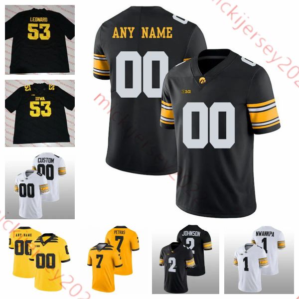 American College Football Wear Custom Iowa Hawkeyes College Football Jersey 16 Jamison Heinz 20 Kael Kolarik 11 AJ Lawson 8 Deshaun Lee 26 K