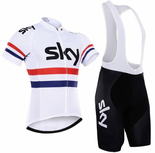 Maglia da ciclismo Sky MTB Pantaloncini con bretelle a manica corta Set Scaldamuscoli con imbottitura in gel Quick Dry Traspirante Abbigliamento da bicicletta Abbigliamento da ciclismo