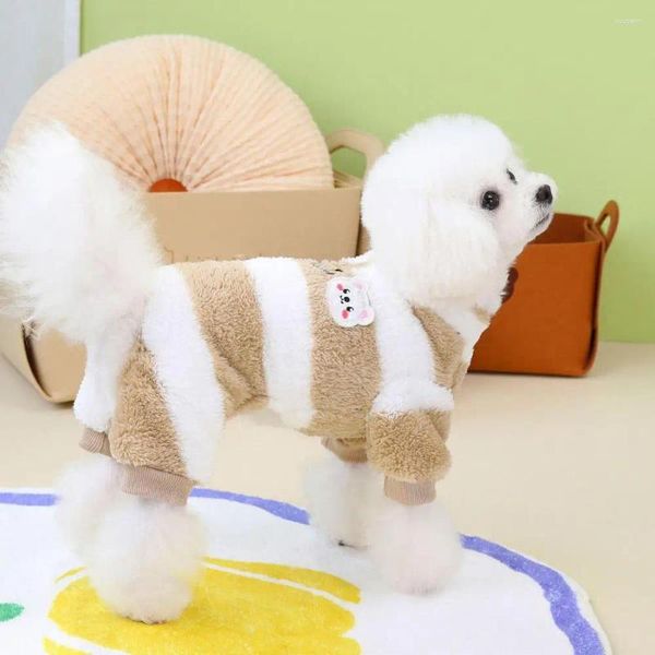 Abbigliamento per cani Anello di trazione Abbigliamento per animali domestici Elegante inverno Adorabili modelli di cartoni animati Calda tuta a quattro zampe Tuta morbida