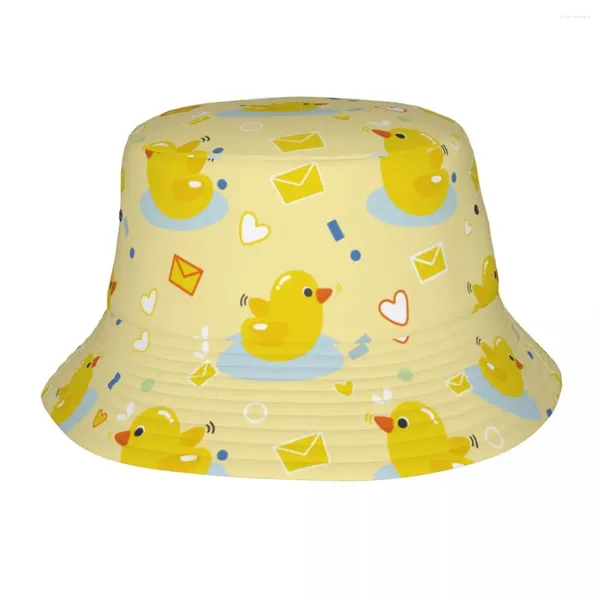 Berretti indossano cappelli a secchiello Little Cute Duck Pattern Cartoon Bob Uomo Donna Berretto da pescatore in cotone Cappello reversibile estivo