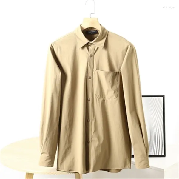 Camicie casual da uomo Camicia elegante causale da uomo Manica lunga Stile militare Bottone maschile Camicetta da lavoro per ufficio Camicetta con tasca Taglia M-XXL