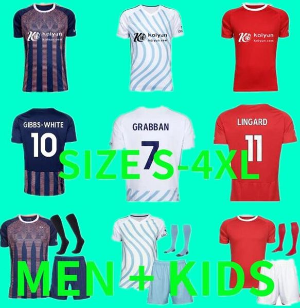 23 24 Novo Logo Nottingham Forests Lingard Jerseys de Futebol Awoniyi Johnson Niakhate 2023 2024 Forest Home Ameobi Futebol Homens Camisas Kids Kit Jersey